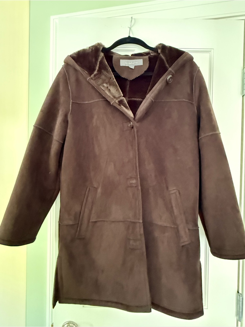 Liz Claiborne Brown Hooded Teddy Coat